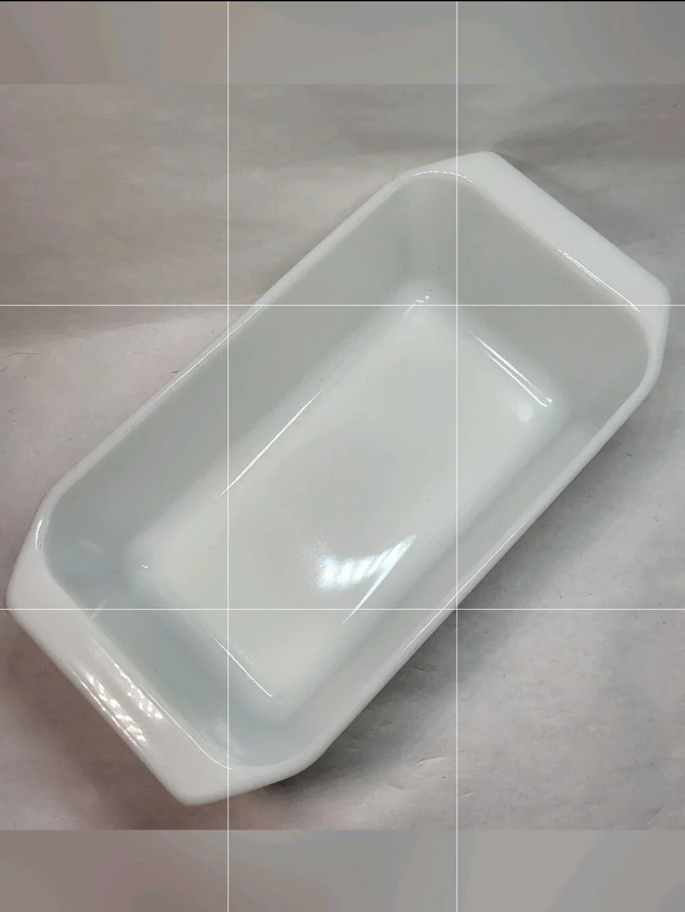 PYREX Opal White Loaf PAN 9x5x3 Ovenware 215-B Milk Glass Baking Dish w/ Handles